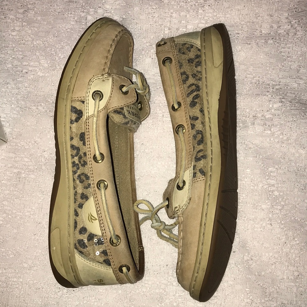 Sperry Angelfish Linen Leopard shoe size 8